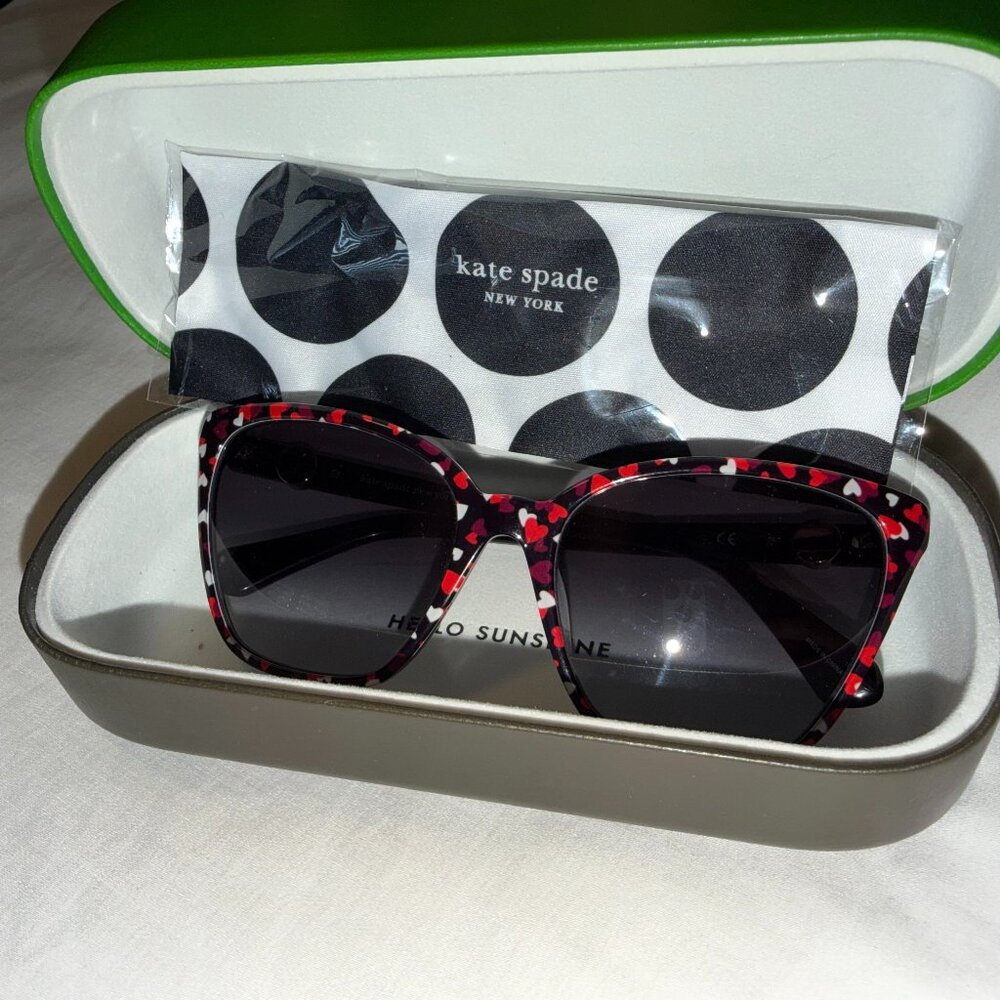 Kate Spade AMIYAH/G/S 0F74 Women's Black Pattern Red Sunglasses